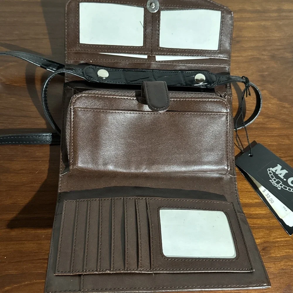 Marc Chantal MC Vintage Brown and Black Croc Crossbody Handbag Purse New w/ Tags